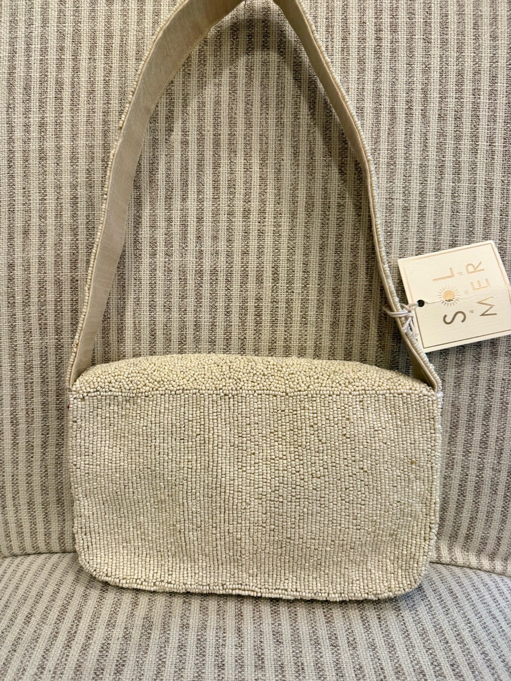 Sol and Mer Cream Beaded Shoulder Bag with Floral Leaf Embroidery #Fall #leaves - Picture 3 of 8